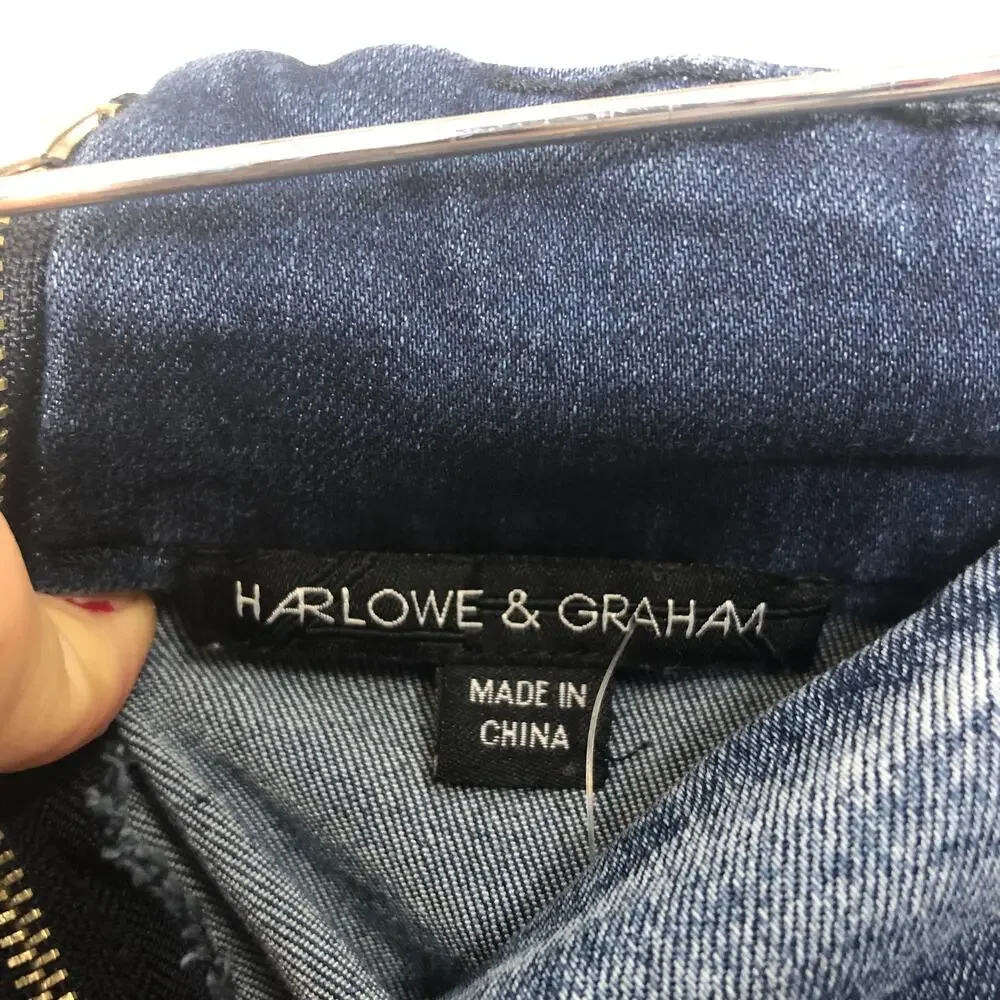Harlow and Graham Denim Mini Skirt Acid Wash Stretch Cotton High Waist Small